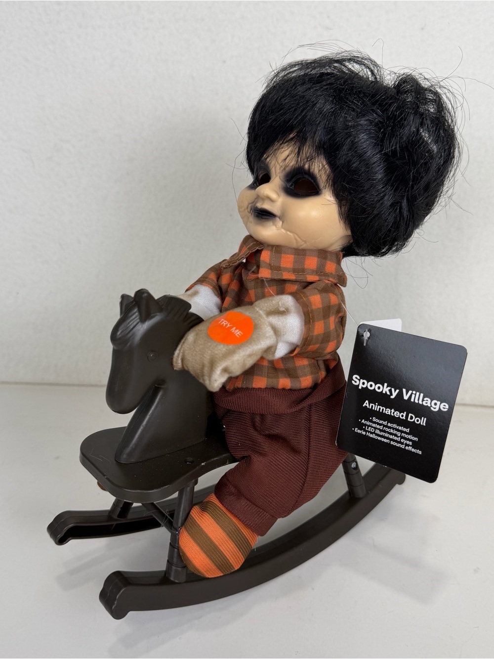 Animated Scary Haunted Halloween Doll Riding Tricycle - Spooky Village - WORKS!